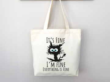 Cute Canvas Tote Everyday Tote Eco Friendly Bag Aesthetic Tote Shopper Bag Reusable Grocery Bag Cute Tote Bag School Bag Cat Lover Gift