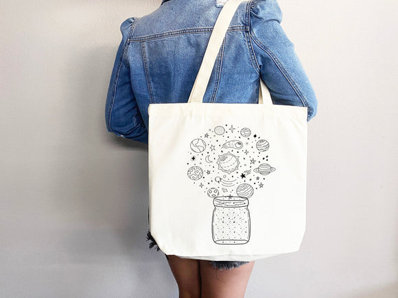 Celestial Canvas Tote Bag Moon Lover Star Gift Everyday Tote Eco Friendly Bag Aesthetic Tote Shopper Bag Reusable Grocery Bag Cute Tote Bag