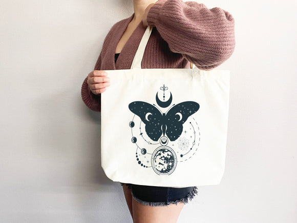 Celestial Canvas Tote Bag Moon Lover Star Gift Everyday Tote Eco Friendly Bag Aesthetic Tote Shopper Bag Reusable Grocery Bag Cute Tote Bag