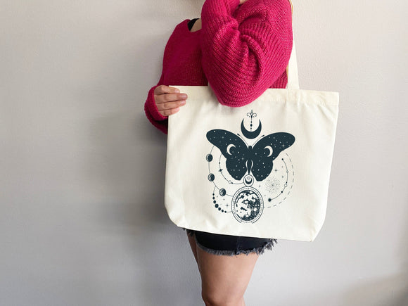 Celestial Canvas Tote Bag Moon Lover Star Gift Everyday Tote Eco Friendly Bag Aesthetic Tote Shopper Bag Reusable Grocery Bag Cute Tote Bag