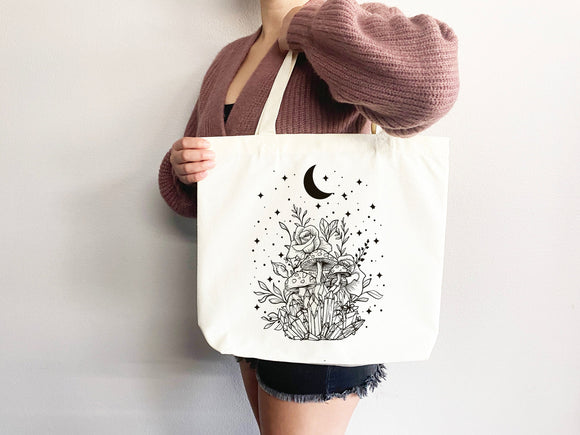 Celestial Canvas Tote Bag Moon Lover Star Gift Everyday Tote Eco Friendly Bag Aesthetic Tote Shopper Bag Reusable Grocery Bag Cute Tote Bag