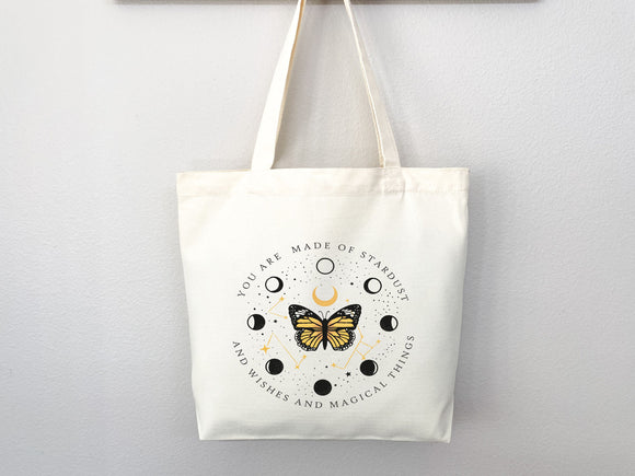 Celestial Canvas Tote Butterfly Bag Moon Lover Star Gift Everyday Tote Eco Friendly Bag Aesthetic Tote Shopper Bag Reusable Grocery Cute Bag