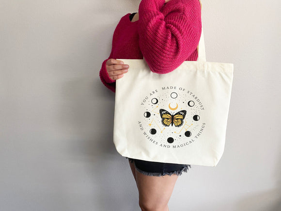 Celestial Canvas Tote Butterfly Bag Moon Lover Star Gift Everyday Tote Eco Friendly Bag Aesthetic Tote Shopper Bag Reusable Grocery Cute Bag
