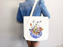 Celestial Canvas Tote Bag Floral Bag Moon Lover Gift Flower Tote Bag Everyday Tote Eco Friendly Bag Aesthetic Tote Shopper Bag Reusable Bag