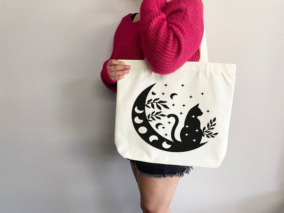 Celestial Canvas Tote Bag Moon Lover Star Gift Everyday Tote Eco Friendly Bag Aesthetic Tote Shopper Bag Reusable Grocery Bag Cute Tote Bag