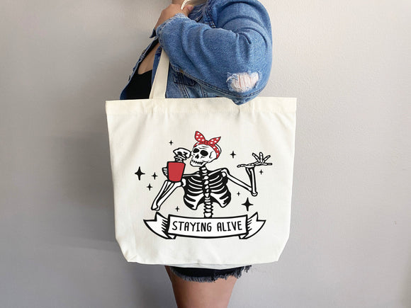 Coffee Lover Gift Funny Canvas Tote Bag Tote Bag Cute Tote Bag Everyday Tote Eco Friendly Bag Aesthetic Bag Shopper Bag Reusable Grocery Bag