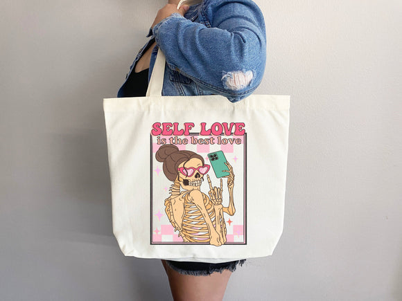 Love Bag Funny Canvas Tote Self Love Tote Bag Valentine Bag Everyday Tote Eco Friendly Bag Aesthetic Bag Shopper Bag Reusable Grocery Bag