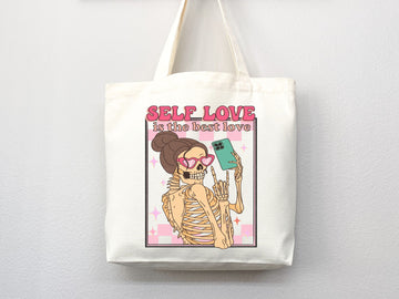 Love Bag Funny Canvas Tote Self Love Tote Bag Valentine Bag Everyday Tote Eco Friendly Bag Aesthetic Bag Shopper Bag Reusable Grocery Bag