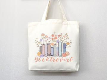 Booktrovert Tote Bag, Book Lovers Tote, Gift for Book Lover, Gift For Bookworms, Gift For Teachers, Readers' Tote,Library Tote,aesthetic bag