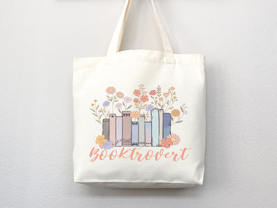 Booktrovert Tote Bag, Book Lovers Tote, Gift for Book Lover, Gift For Bookworms, Gift For Teachers, Readers' Tote,Library Tote,aesthetic bag