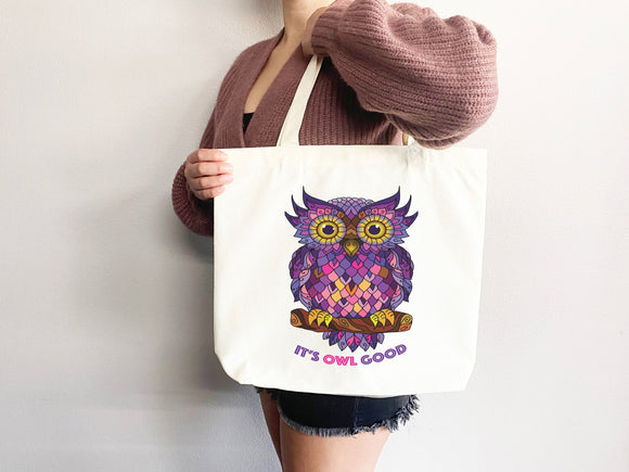 Owl Canvas Tote Bag, Owl Tote Bag, Owl Bag, Handmade Owl Bag, Owl Tote, Everyday Bag, Practical Bag, Shoulder Bag, aesthetic tote bag
