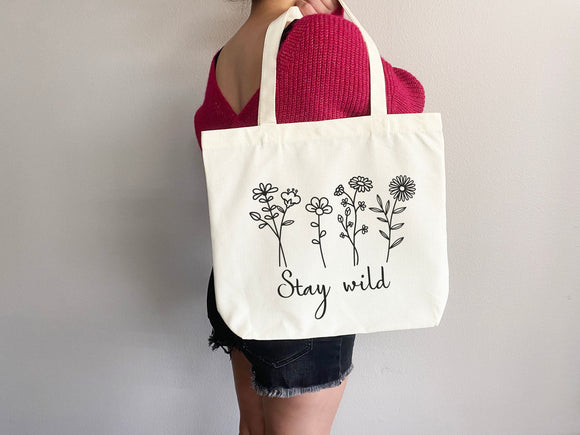 Floral Tote Bag flower tote bag canvas eco friendly bag aesthetic tote reusable bag vintage bag gift for plant lover tote flower bag cute
