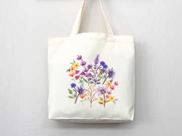 Floral Tote Bag flower tote bag canvas eco friendly bag aesthetic tote reusable bag vintage bag gift for plant lover tote flower bag cute