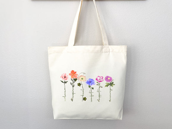 Floral Tote Bag flower tote canvas wildflower bag eco friendly bag aesthetic tote bag reusable bag gift for plant lover tote flower bag cute