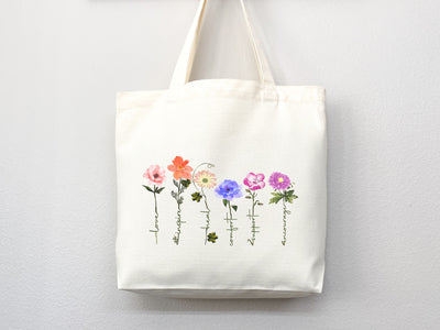 Floral Tote Bag flower tote canvas wildflower bag eco friendly bag aesthetic tote bag reusable bag gift for plant lover tote flower bag cute