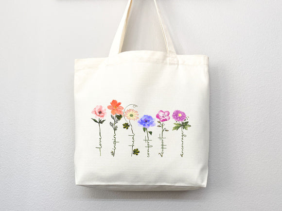 Floral Tote Bag flower tote canvas wildflower bag eco friendly bag aesthetic tote bag reusable bag gift for plant lover tote flower bag cute