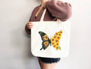 Butterfly Tote Floral Bag flower tote canvas bag eco friendly bag aesthetic tote bag reusable bag gift for plant lover tote flower bag cute