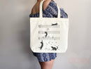 Cat Tote Bag Music Lover Tote Bag Cat Lover Gift Bag Cute Cat Gift For Mom Cute Canvas Tote Bag Animal Lover Gift Aesthetic Tote Shopper Bag