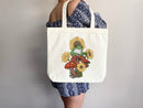 Mushroom Tote bag, Frog Lover, cottagecore bag,canvas tote bag,aesthetic tote,mushroom gift,cute tote bag,nature lover gift, frog lover gift