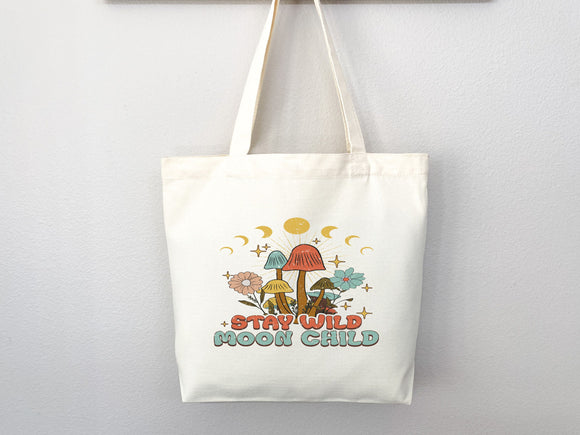 Mushroom Tote bag Celestial bag cottagecore bag canvas bag aesthetic tote mushroom gift cute tote bag fairycore nature lover gift moon gift