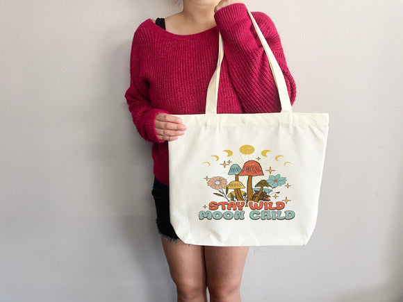 Mushroom Tote bag Celestial bag cottagecore bag canvas bag aesthetic tote mushroom gift cute tote bag fairycore nature lover gift moon gift