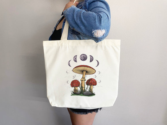 Mushroom Tote bag Celestial bag cottagecore bag canvas bag aesthetic tote mushroom gift cute tote bag fairycore nature lover gift moon gift