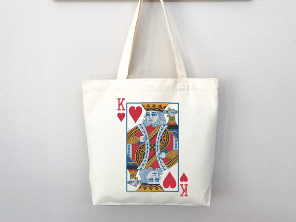 King of Hearts Bag Canvas Tote Bag Everyday Tote Bag Eco Friendly Bag Aesthetic Tote Shopper Bag Reusable Grocery Bag Cute Tote Bag Boho Bag