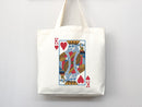King of Hearts Bag Canvas Tote Bag Everyday Tote Bag Eco Friendly Bag Aesthetic Tote Shopper Bag Reusable Grocery Bag Cute Tote Bag Boho Bag