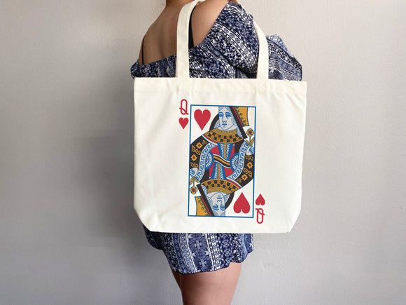 Queen of Heart Bag Canvas Tote Bag Everyday Tote Bag Eco Friendly Bag Aesthetic Tote Shopper Bag Reusable Grocery Bag Cute Tote Bag Boho Bag