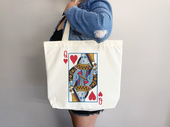 Queen of Heart Bag Canvas Tote Bag Everyday Tote Bag Eco Friendly Bag Aesthetic Tote Shopper Bag Reusable Grocery Bag Cute Tote Bag Boho Bag