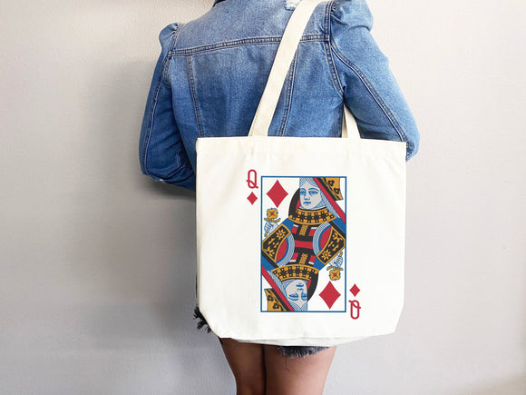 Queen of Diamond Bag Canvas Tote Bag Everyday Tote Bag Eco Friendly Bag Aesthetic Tote Shopper Bag Reusable Grocery Bag Cute Tote Bag Boho