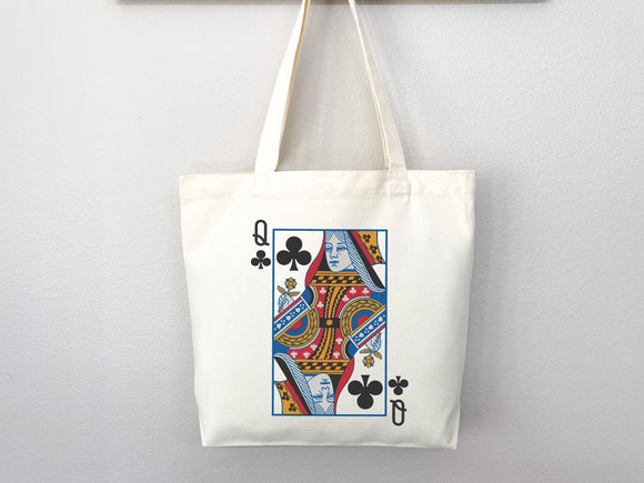 Queen of Clubs Bag Canvas Tote Bag Everyday Tote Bag Eco Friendly Bag Aesthetic Tote Shopper Bag Reusable Grocery Bag Cute Tote Bag Boho Bag