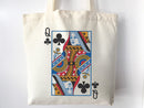 Queen of Clubs Bag Canvas Tote Bag Everyday Tote Bag Eco Friendly Bag Aesthetic Tote Shopper Bag Reusable Grocery Bag Cute Tote Bag Boho Bag