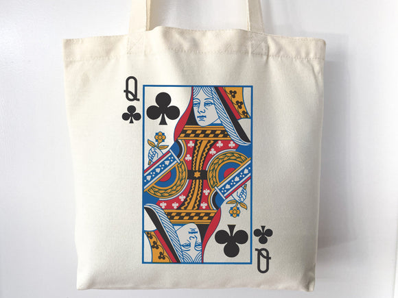 Queen of Clubs Bag Canvas Tote Bag Everyday Tote Bag Eco Friendly Bag Aesthetic Tote Shopper Bag Reusable Grocery Bag Cute Tote Bag Boho Bag