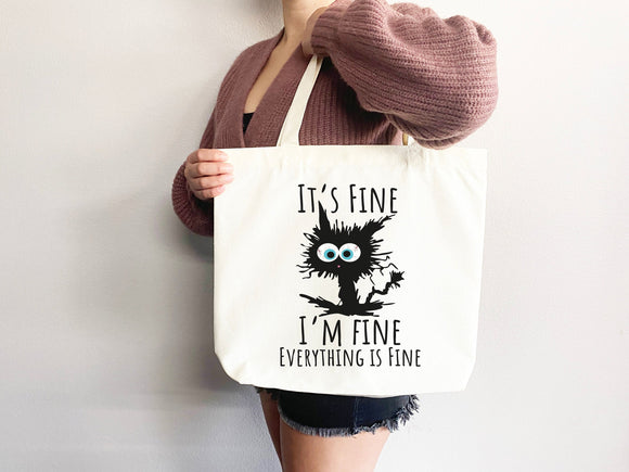 Cute Canvas Tote Everyday Tote Eco Friendly Bag Aesthetic Tote Shopper Bag Reusable Grocery Bag Cute Tote Bag School Bag Cat Lover Gift