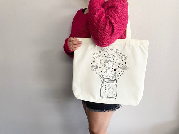 Celestial Canvas Tote Bag Moon Lover Star Gift Everyday Tote Eco Friendly Bag Aesthetic Tote Shopper Bag Reusable Grocery Bag Cute Tote Bag