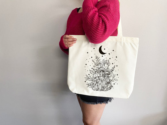Celestial Canvas Tote Bag Moon Lover Star Gift Everyday Tote Eco Friendly Bag Aesthetic Tote Shopper Bag Reusable Grocery Bag Cute Tote Bag