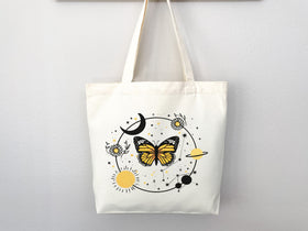 Celestial Canvas Tote Butterfly Bag Moon Lover Star Gift Everyday Tote Eco Friendly Bag Aesthetic Tote Shopper Bag Reusable Grocery Cute Bag
