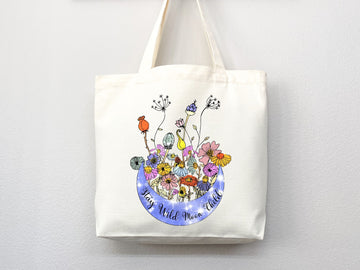 Celestial Canvas Tote Bag Floral Bag Moon Lover Gift Flower Tote Bag Everyday Tote Eco Friendly Bag Aesthetic Tote Shopper Bag Reusable Bag