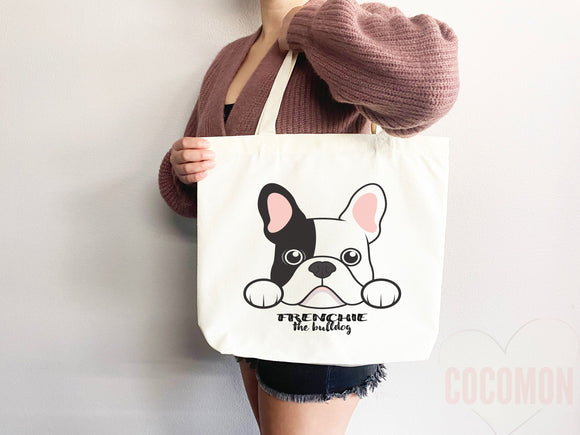 Personalized Dog Mom Tote Bag French Bulldog Lover Custom Dog Lover Gift Tote Bag Reusable Bag Puppy Owner Gift Personalized Dog Lover Gift