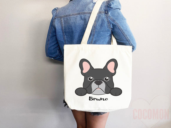 Personalized Dog Mom Tote Bag French Bulldog Lover Custom Dog Lover Gift Tote Bag Reusable Bag Puppy Owner Gift Personalized Dog Lover Gift