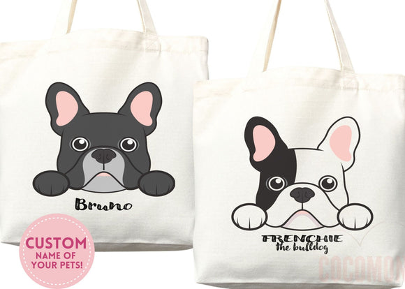 Personalized Dog Mom Tote Bag French Bulldog Lover Custom Dog Lover Gift Tote Bag Reusable Bag Puppy Owner Gift Personalized Dog Lover Gift