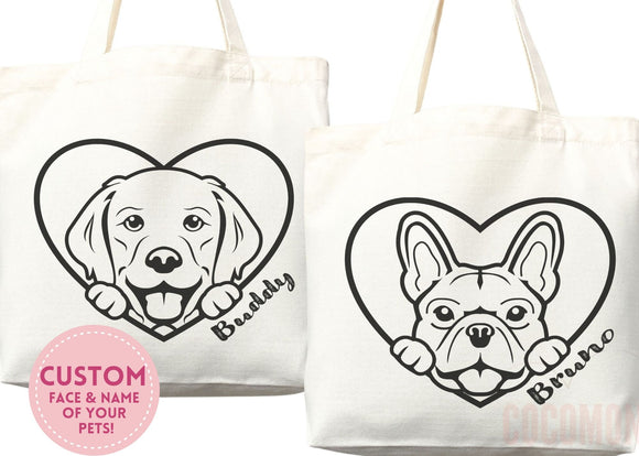 Personalized Dog Mom Tote Bag Custom Dog Lover Gift Tote Bag Reusable Bag Puppy Owner Gift Personalized Dog Lover Gift Animal Lover Gift Bag