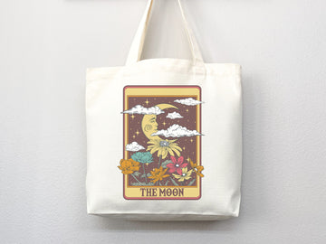 Celestial Canvas Tote Bag Moon Lover Star Gift Everyday Tote Eco Friendly Bag Aesthetic Tote Shopper Bag Reusable Grocery Bag Cute Tote Bag