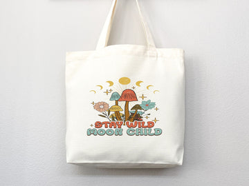 Mushroom Tote bag Celestial bag cottagecore bag canvas bag aesthetic tote mushroom gift cute tote bag fairycore nature lover gift moon gift