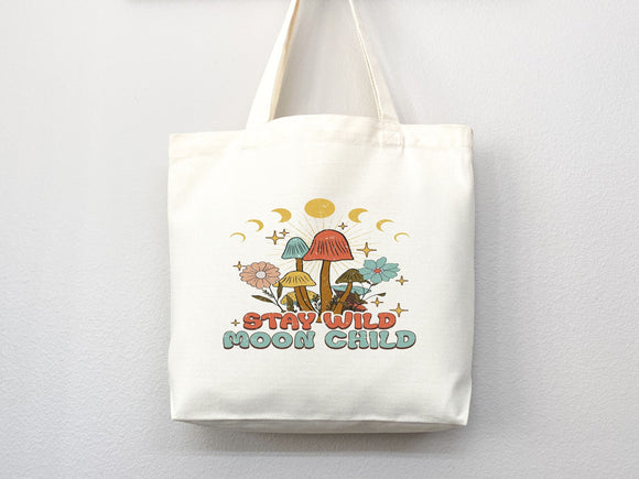 Mushroom Tote bag Celestial bag cottagecore bag canvas bag aesthetic tote mushroom gift cute tote bag fairycore nature lover gift moon gift