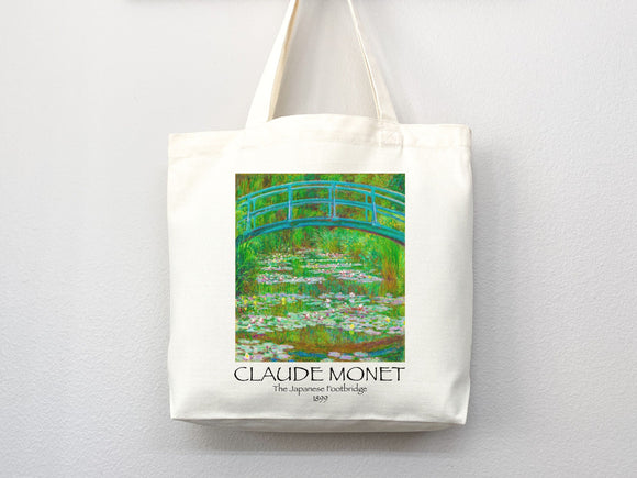 Monet Tote Bag, Artsy Tote Bag, Art Tote Bag, Artsy Tote, Art Bag, Monet Bag, Aesthetic Bag, Monet Tote,Monet Gift,Monet Japanese Footbridge