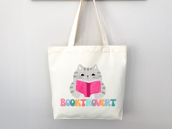 Booktrovert Tote Bag, Book Lovers Tote, Gift for Book Lover, Gift For Bookworms, Gift For Teachers, Readers' Tote,Library Tote,aesthetic bag