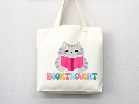 Booktrovert Tote Bag, Book Lovers Tote, Gift for Book Lover, Gift For Bookworms, Gift For Teachers, Readers' Tote,Library Tote,aesthetic bag