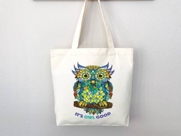 Owl Canvas Tote Bag, Owl Tote Bag, Owl Bag, Handmade Owl Bag, Owl Tote, Everyday Bag, Practical Bag, Shoulder Bag, aesthetic tote bag